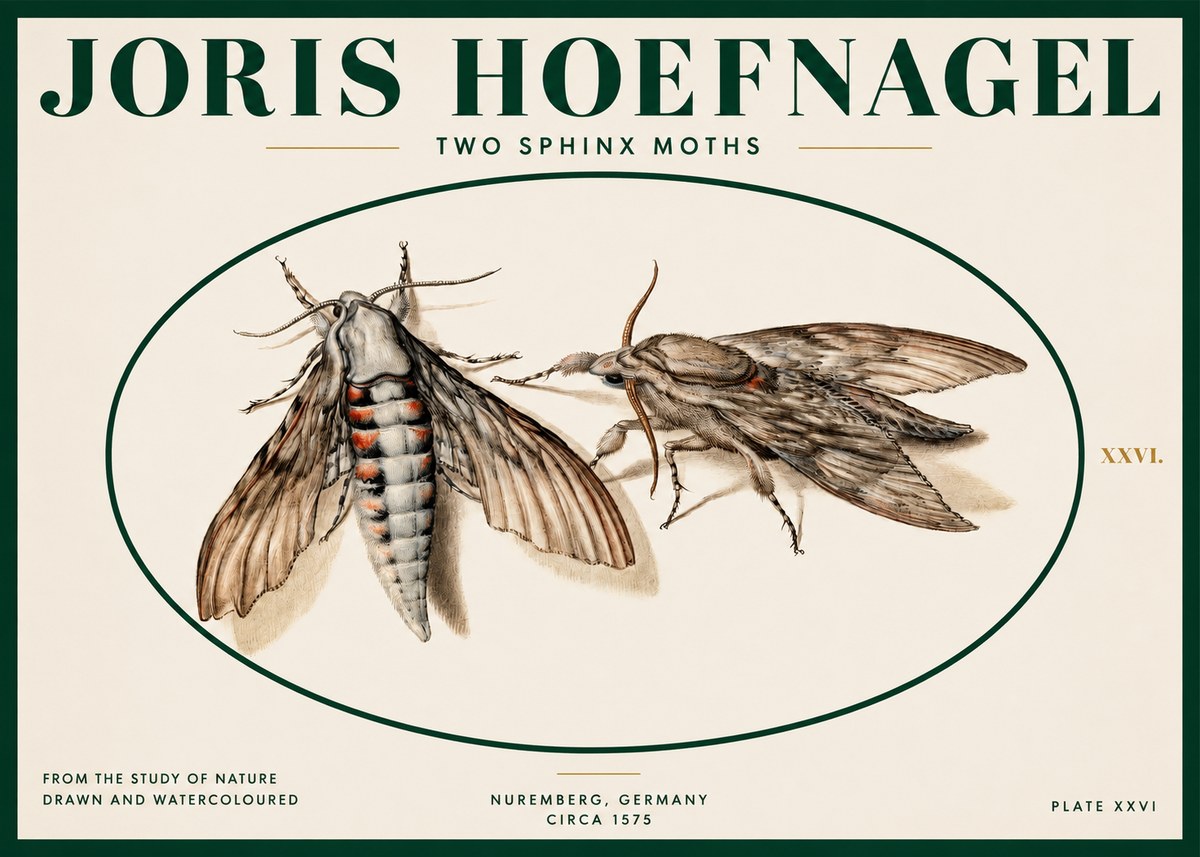 Joris Hoefnagel Two Sphinx Moths No2 - Póster