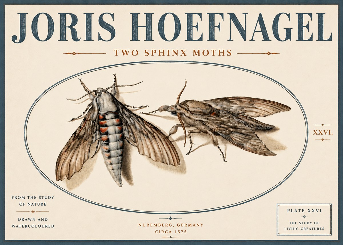 Joris Hoefnagel Two Sphinx Moths No4 - Póster