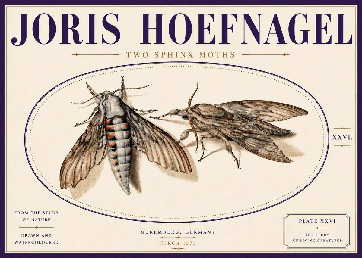 Joris Hoefnagel Two Sphinx Moths No5 - Póster