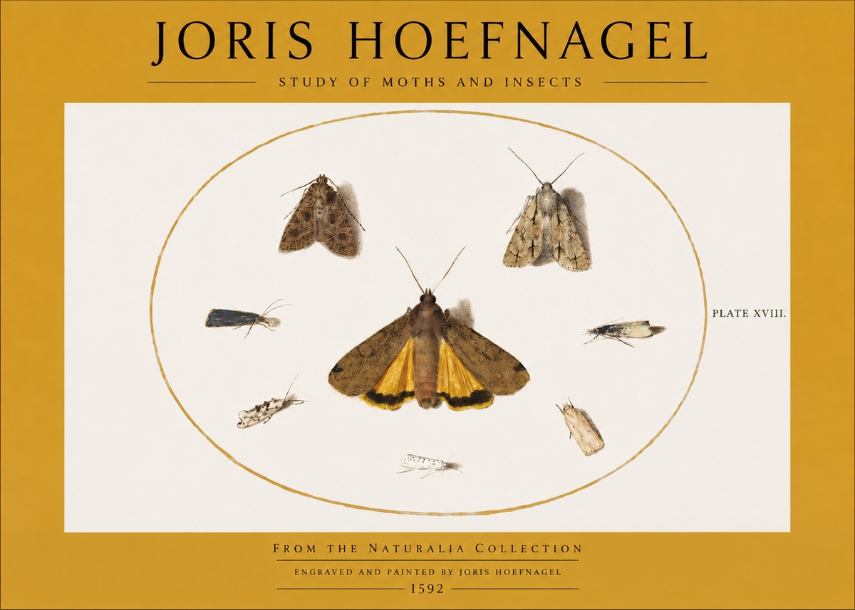 Joris Hoefnagel Study of Moths and Insects No2 - Póster
