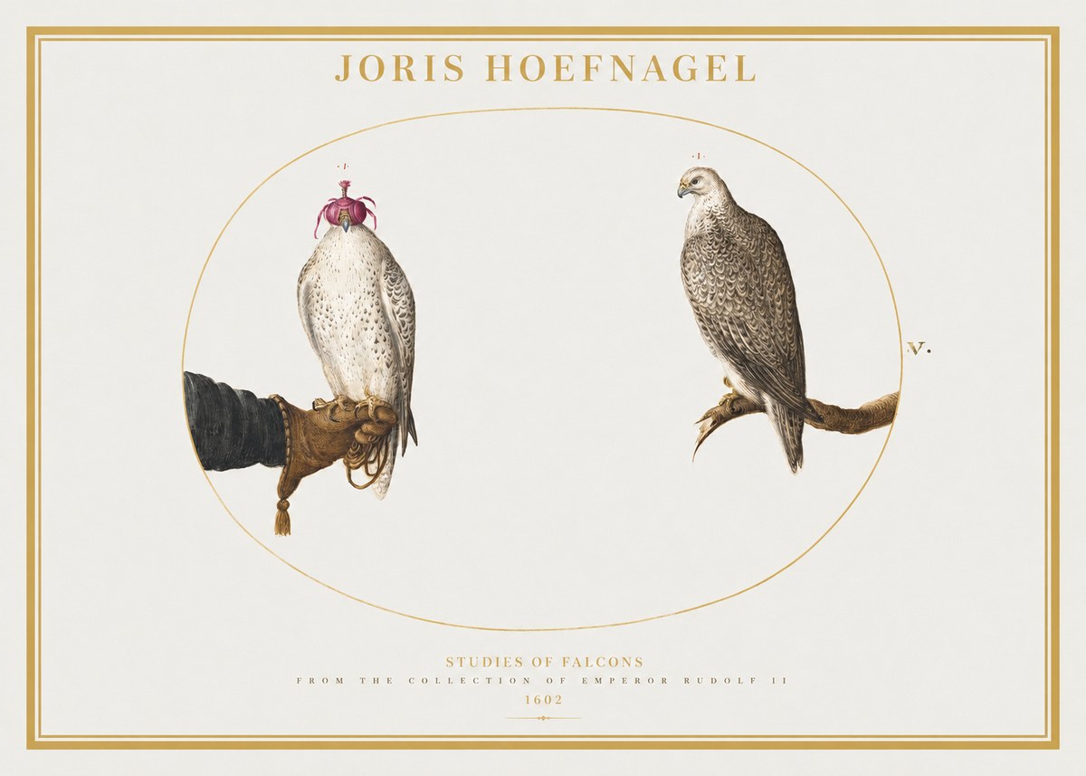 Joris Hoefnagel Studies of Falcons No2 - Póster