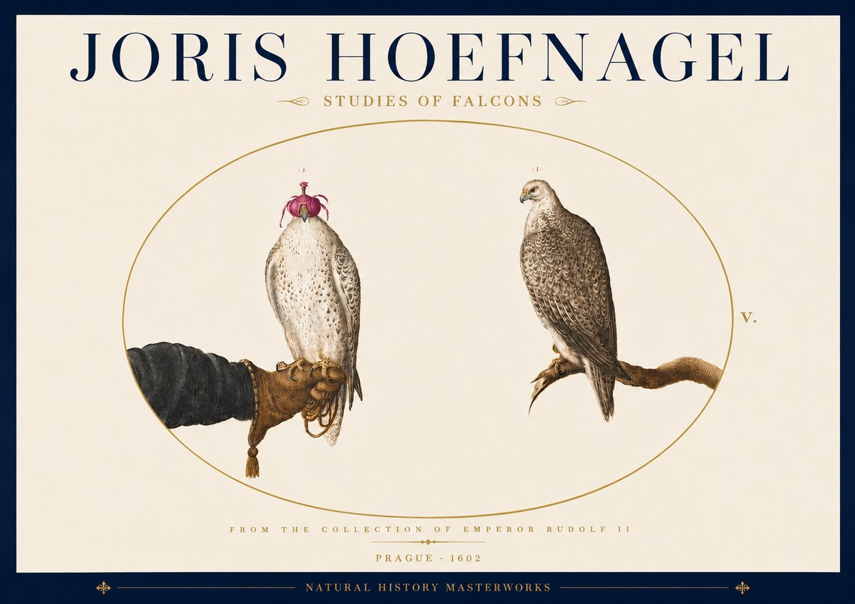 Joris Hoefnagel Studies of Falcons No5 - Póster