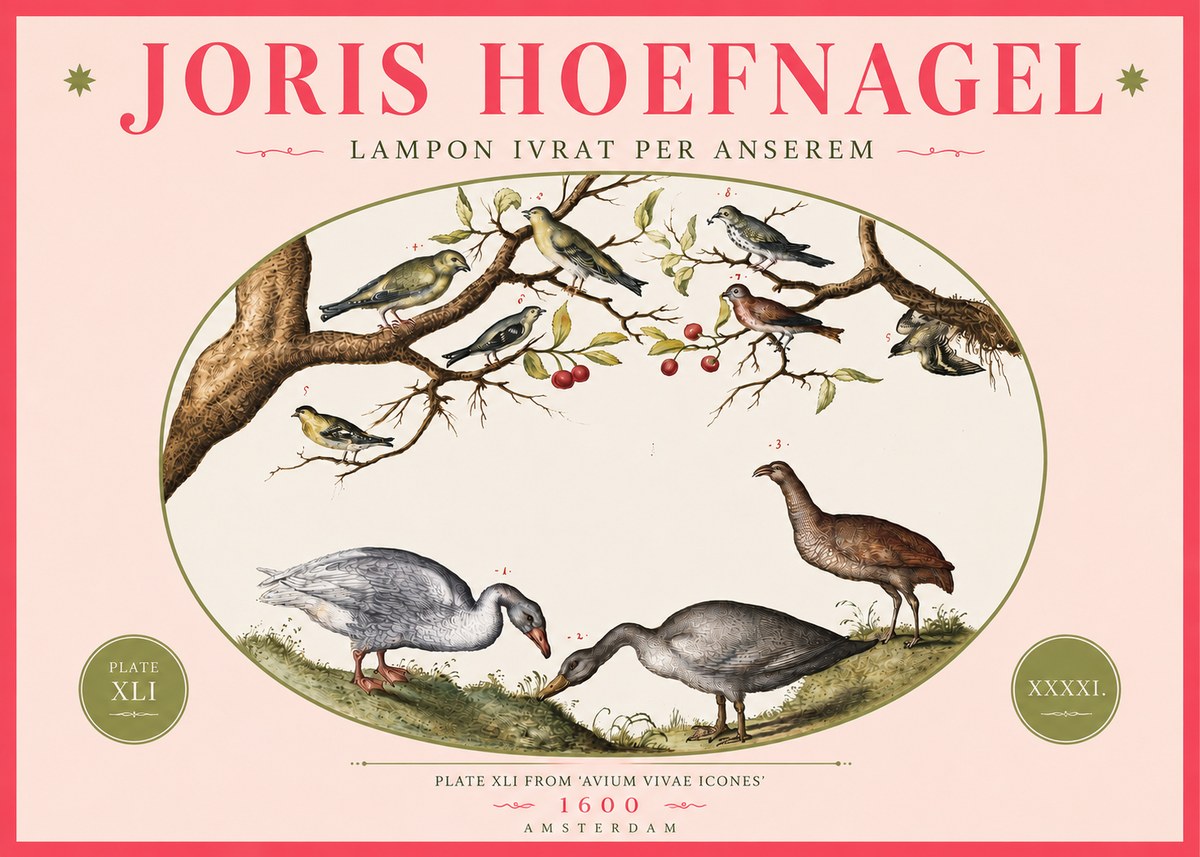 Joris Hoefnagel Lampon Ivrat per Anserem No4 - Póster