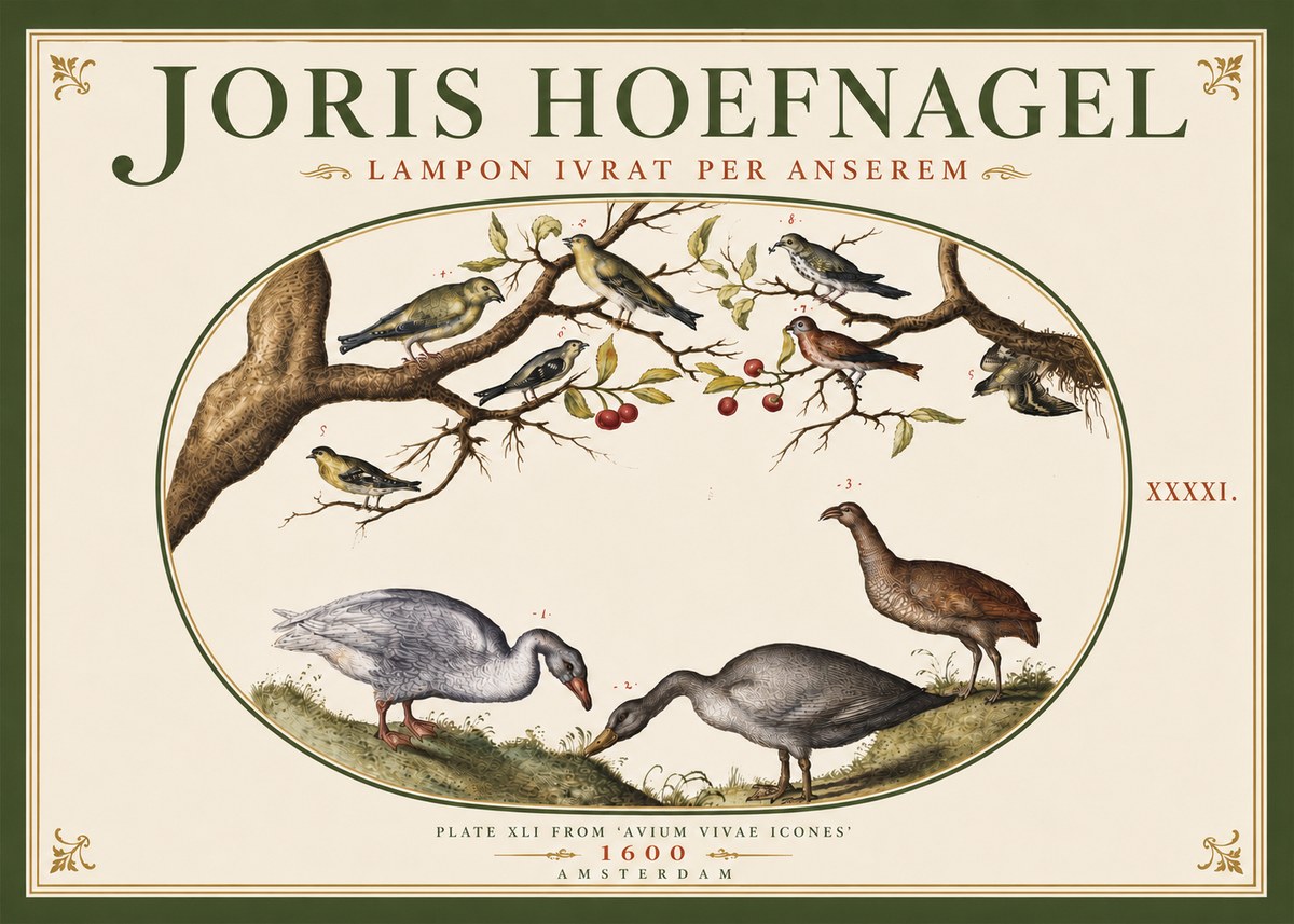 Joris Hoefnagel Lampon Ivrat per Anserem No6 - Póster