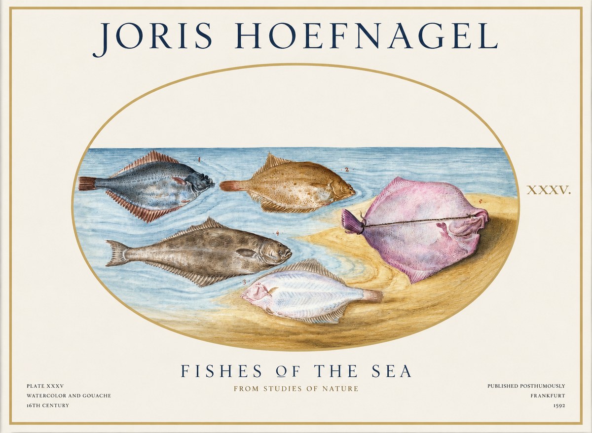 Joris Hoefnagel Fishes of the Sea II No1 - Póster