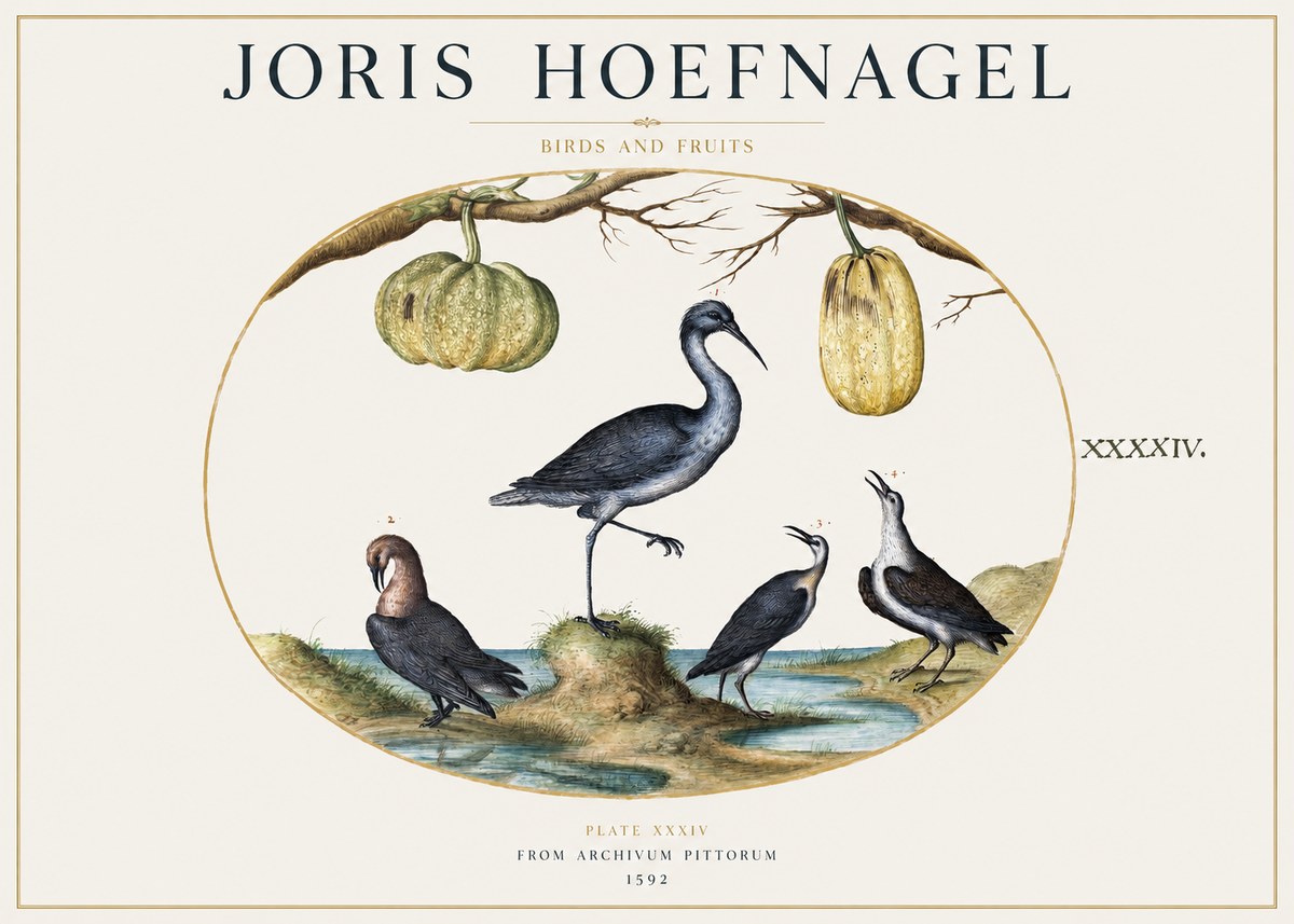 Joris Hoefnagel Birds and Fruits No1 - Póster