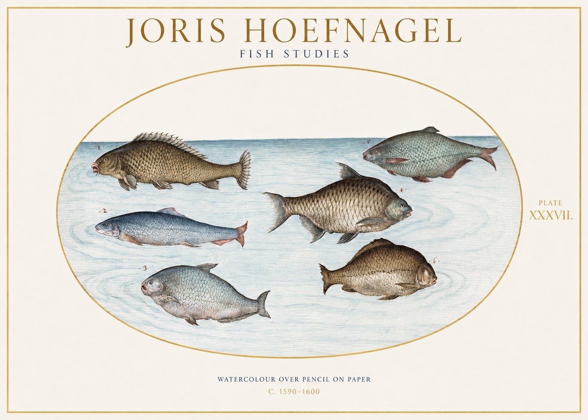 Joris Hoefnagel Six Freshwater Fish No2 - Póster