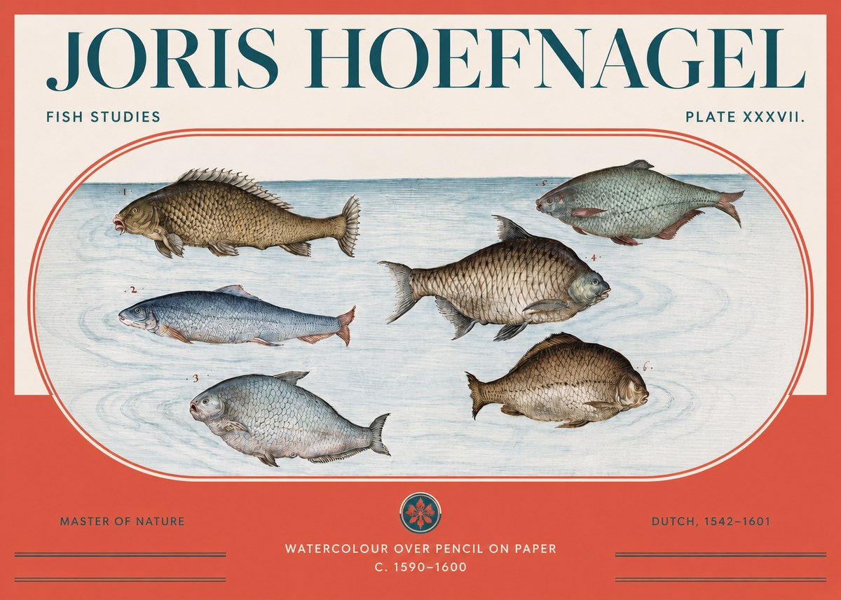 Joris Hoefnagel Six Freshwater Fish No3 - Póster