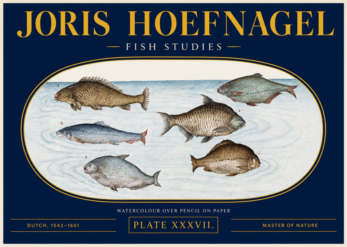 Joris Hoefnagel Six Freshwater Fish No4 - Póster