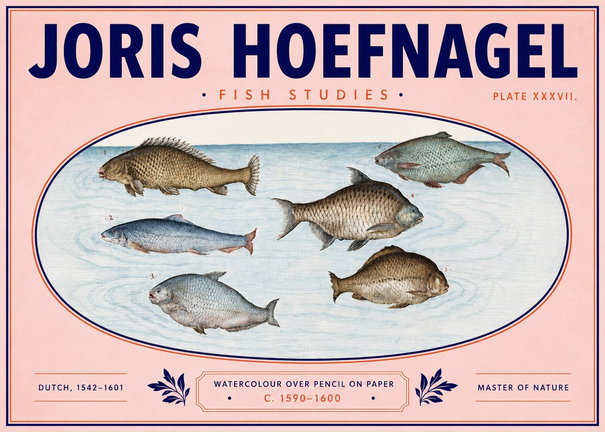 Joris Hoefnagel Six Freshwater Fish No6 - Póster