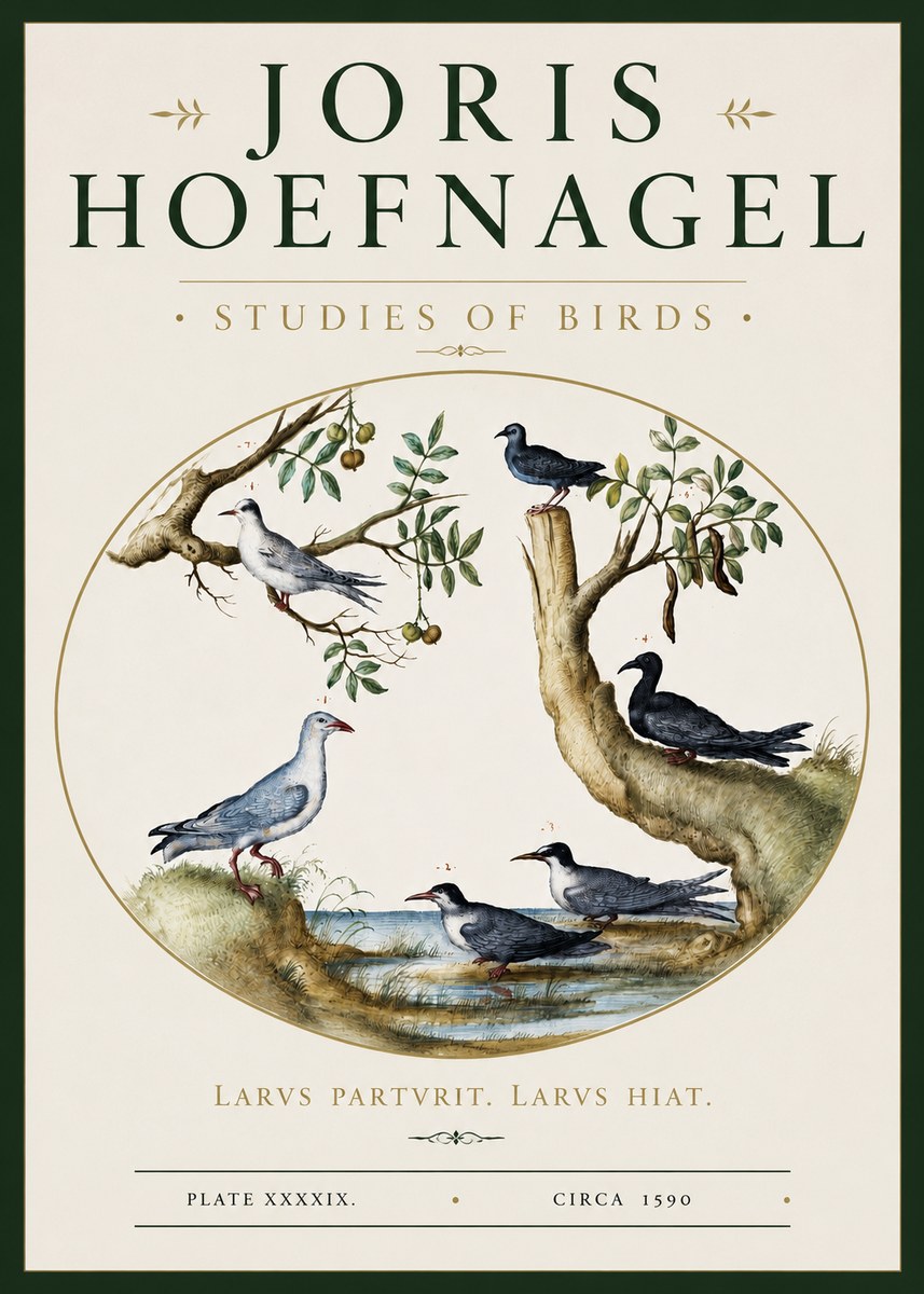 Joris Hoefnagel Studies of Birds II No3 - Póster