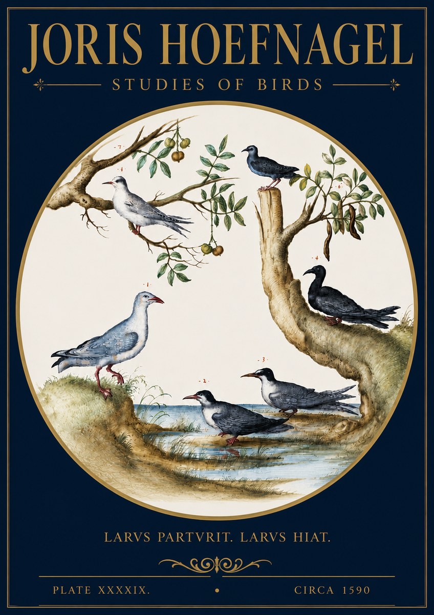 Joris Hoefnagel Studies of Birds II No4 - Póster