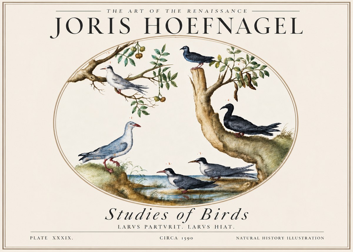 Joris Hoefnagel Studies of Birds II No5 - Póster