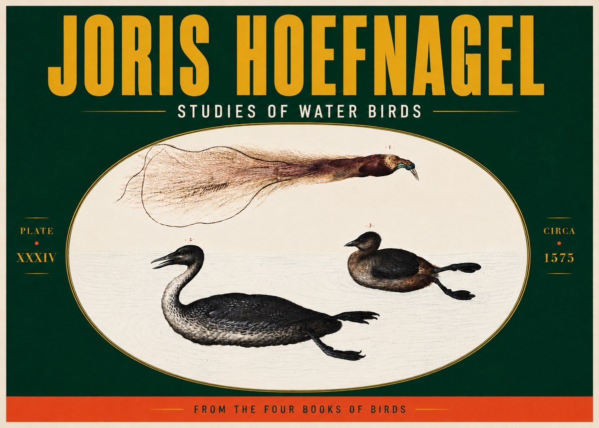 Joris Hoefnagel Studies of Water Birds No5 - Póster