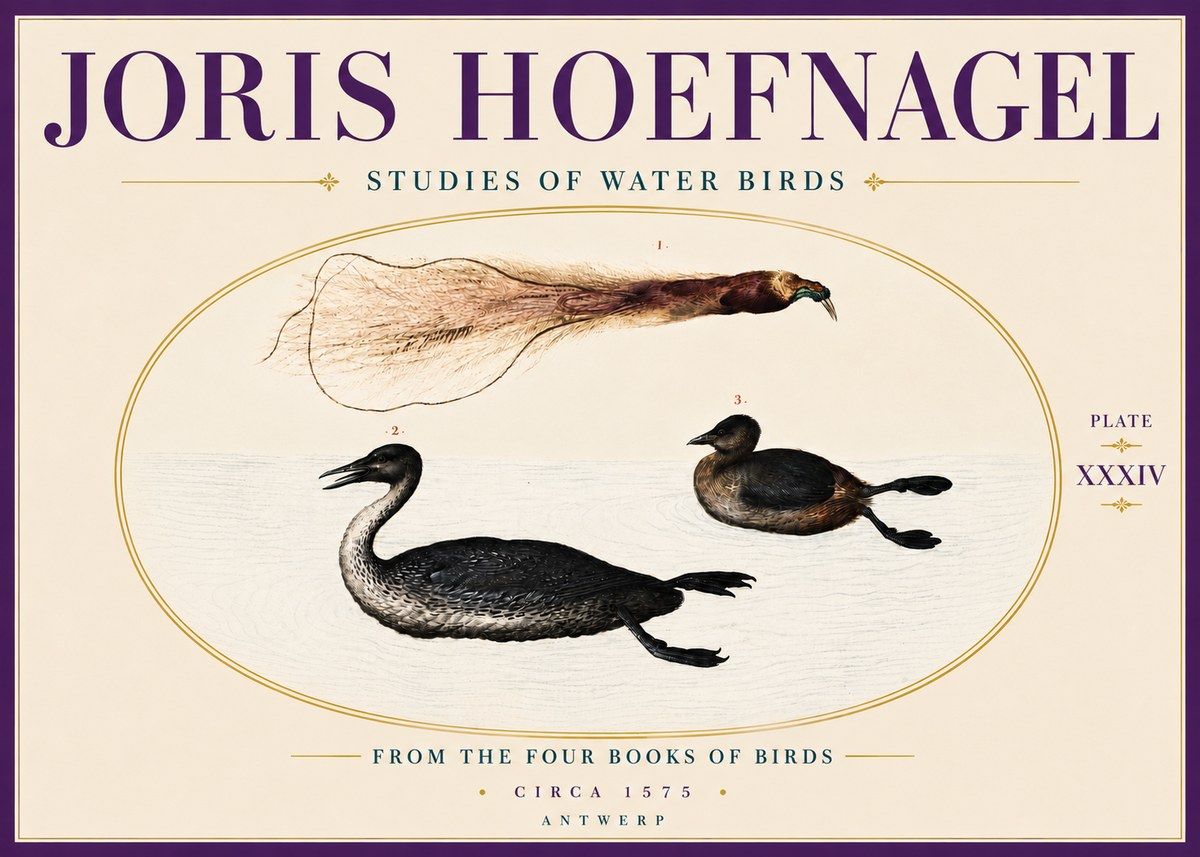 Joris Hoefnagel Studies of Water Birds No6 - Póster
