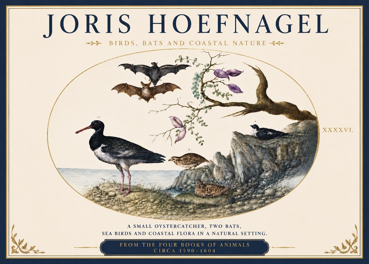 Joris Hoefnagel Birds, Bats and Coastal Nature No5 - Póster