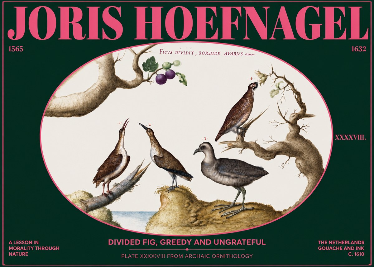 Joris Hoefnagel Birds from the Four Parts of the World No3 - Póster