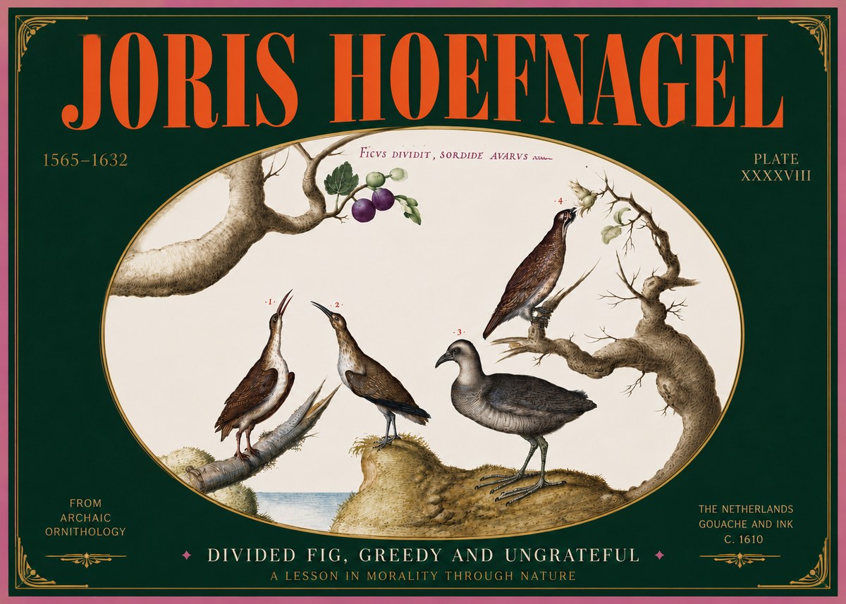 Joris Hoefnagel Birds from the Four Parts of the World No5 - Póster