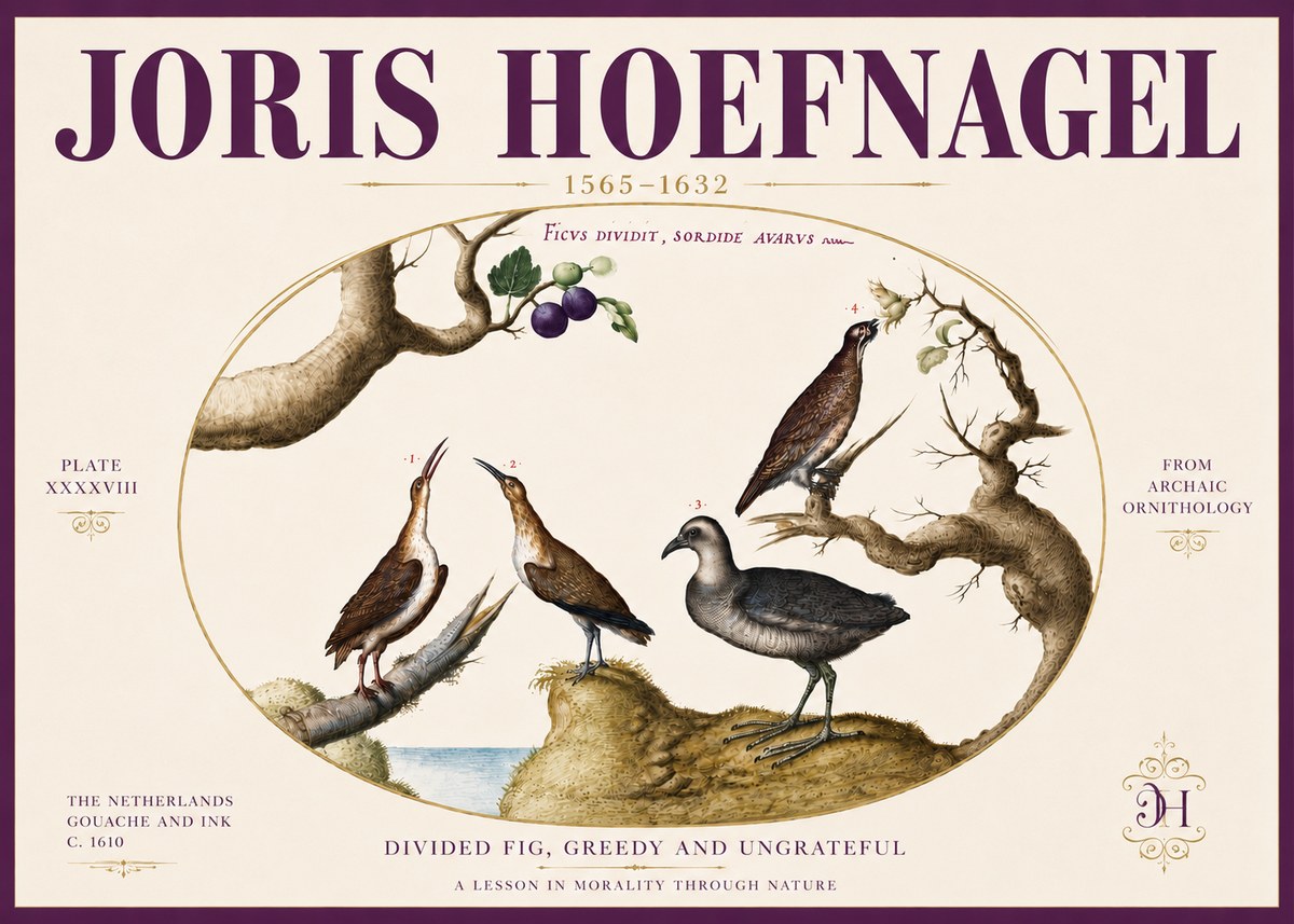 Joris Hoefnagel Birds from the Four Parts of the World No6 - Póster