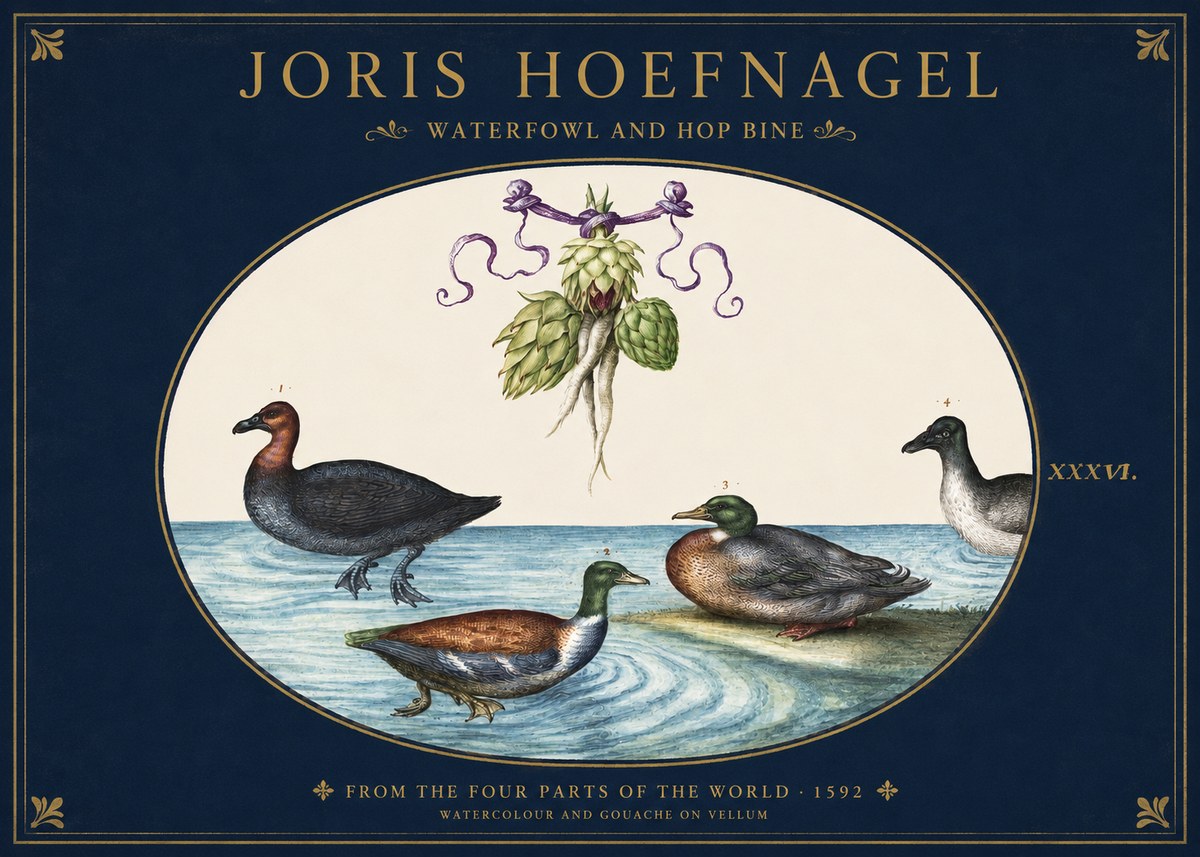 Joris Hoefnagel Waterfowl and Hop Bine No2 - Póster
