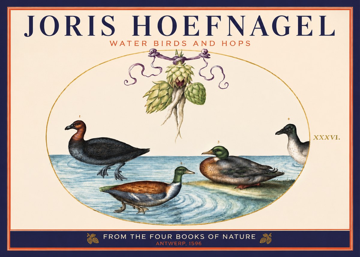Joris Hoefnagel Waterfowl and Hop Bine No6 - Póster