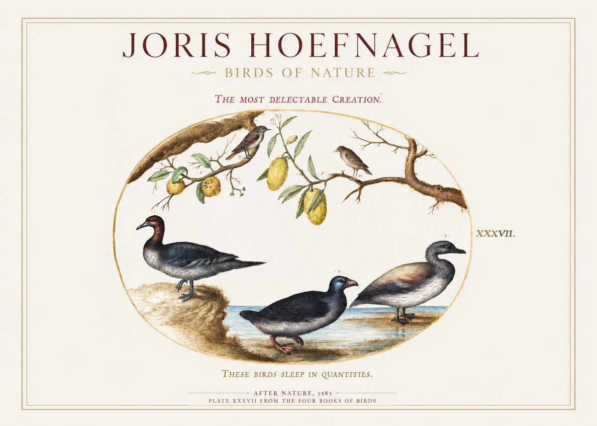 Joris Hoefnagel Plate Xxxvii from the Four Books of Birds No1 - Póster