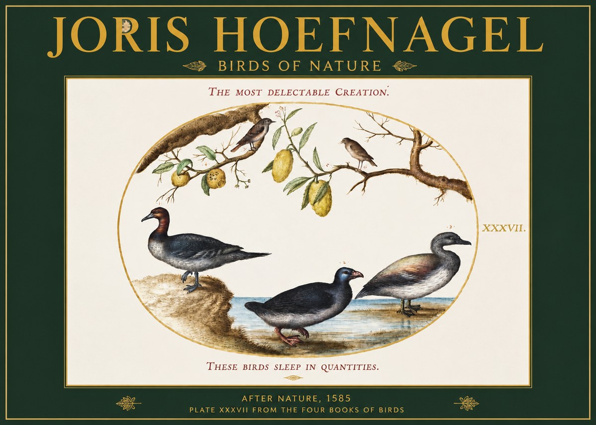 Joris Hoefnagel Plate Xxxvii from the Four Books of Birds No2 - Póster