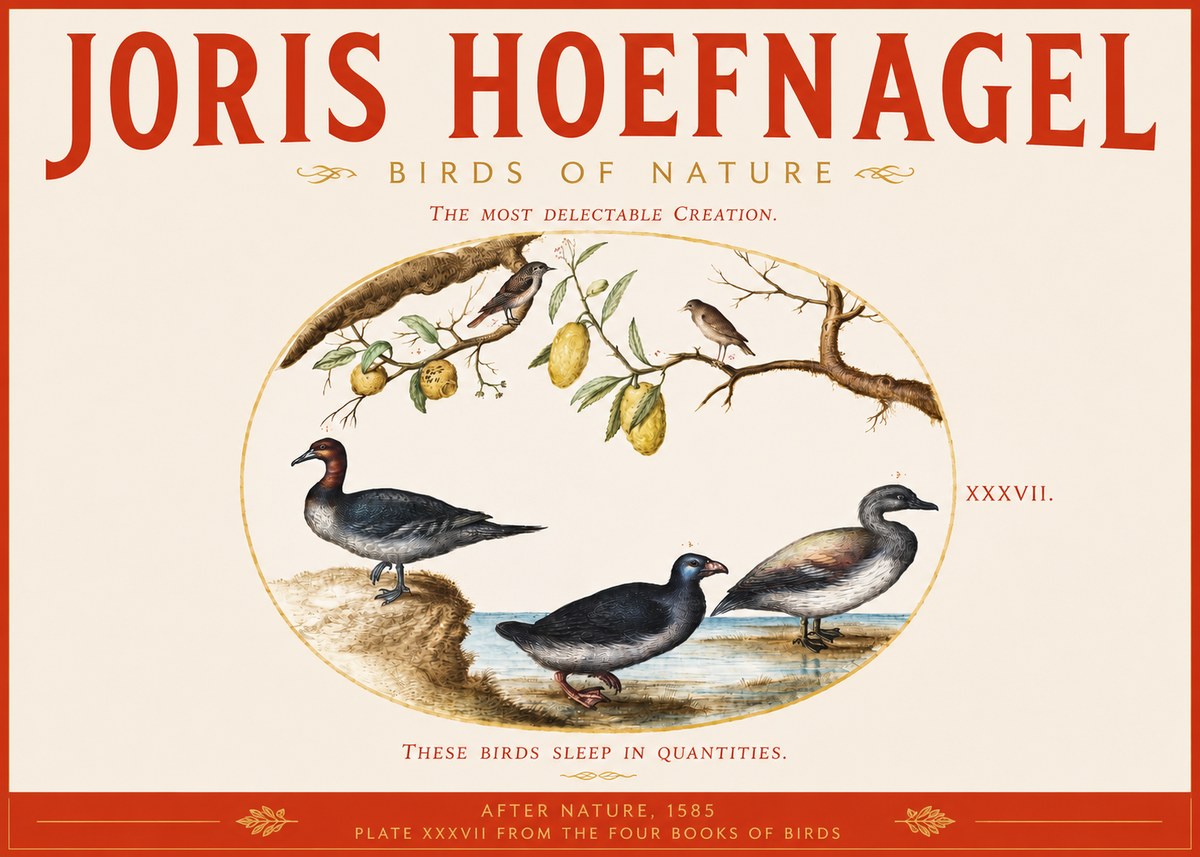 Joris Hoefnagel Plate Xxxvii from the Four Books of Birds No3 - Póster