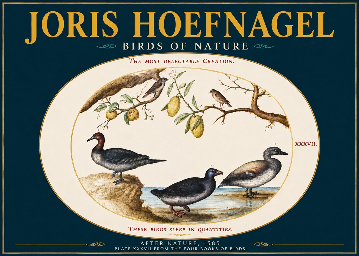 Joris Hoefnagel Plate Xxxvii from the Four Books of Birds No4 - Póster