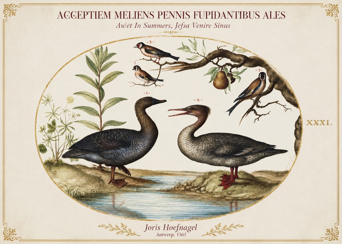 Joris Hoefnagel Acceptiem Meliens Pennis Fupidantibus Ales No1 - Póster