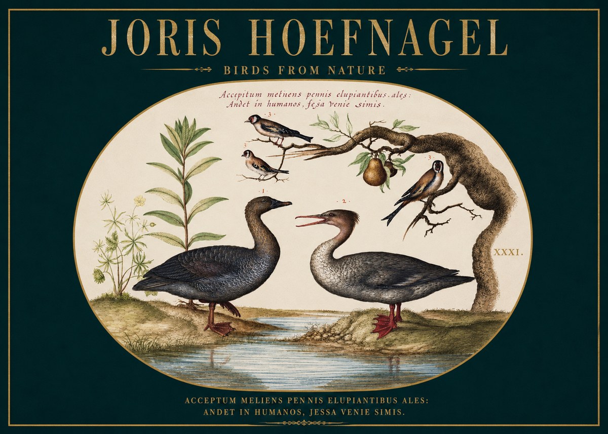 Joris Hoefnagel Acceptiem Meliens Pennis Fupidantibus Ales No3 - Póster