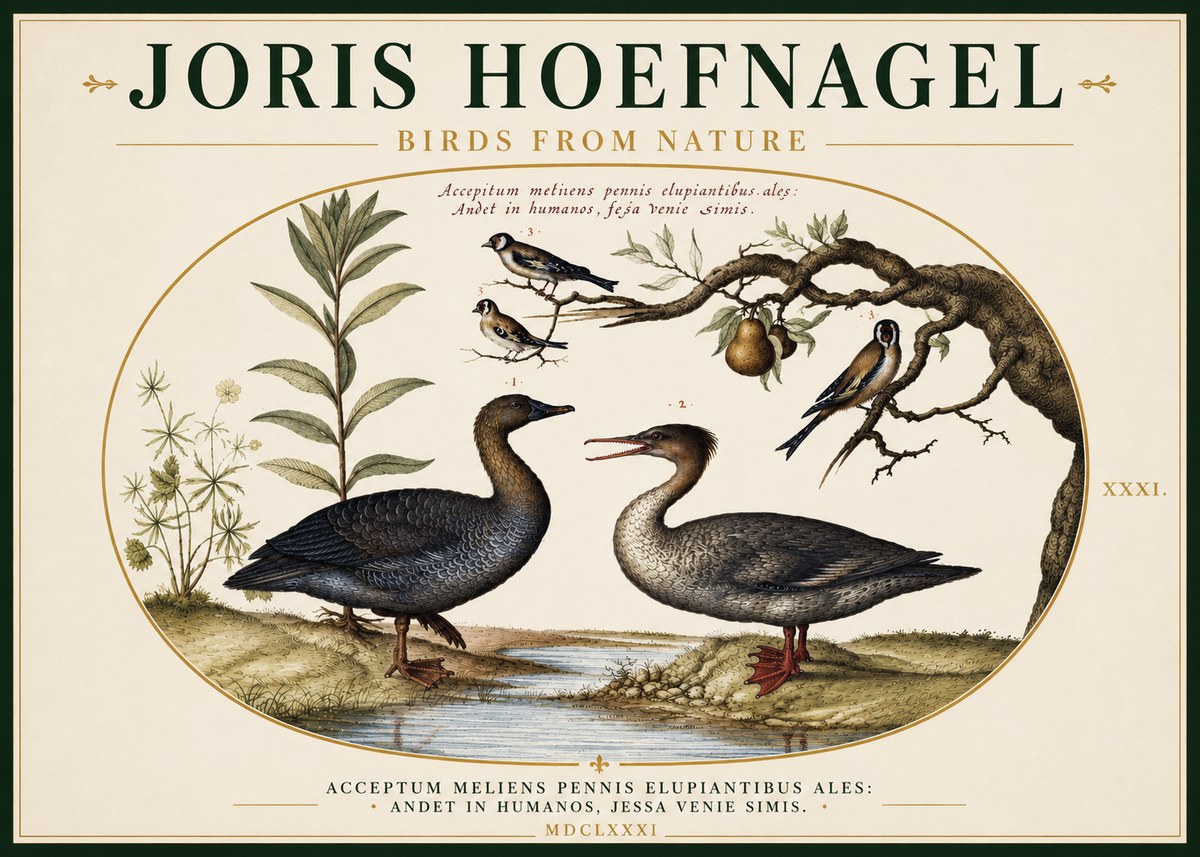 Joris Hoefnagel Acceptiem Meliens Pennis Fupidantibus Ales No5 - Póster