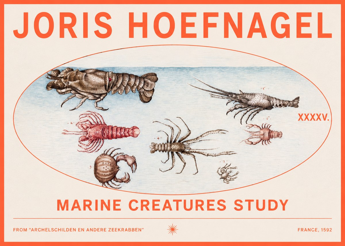 Joris Hoefnagel Studies of Crustaceans No3 - Póster