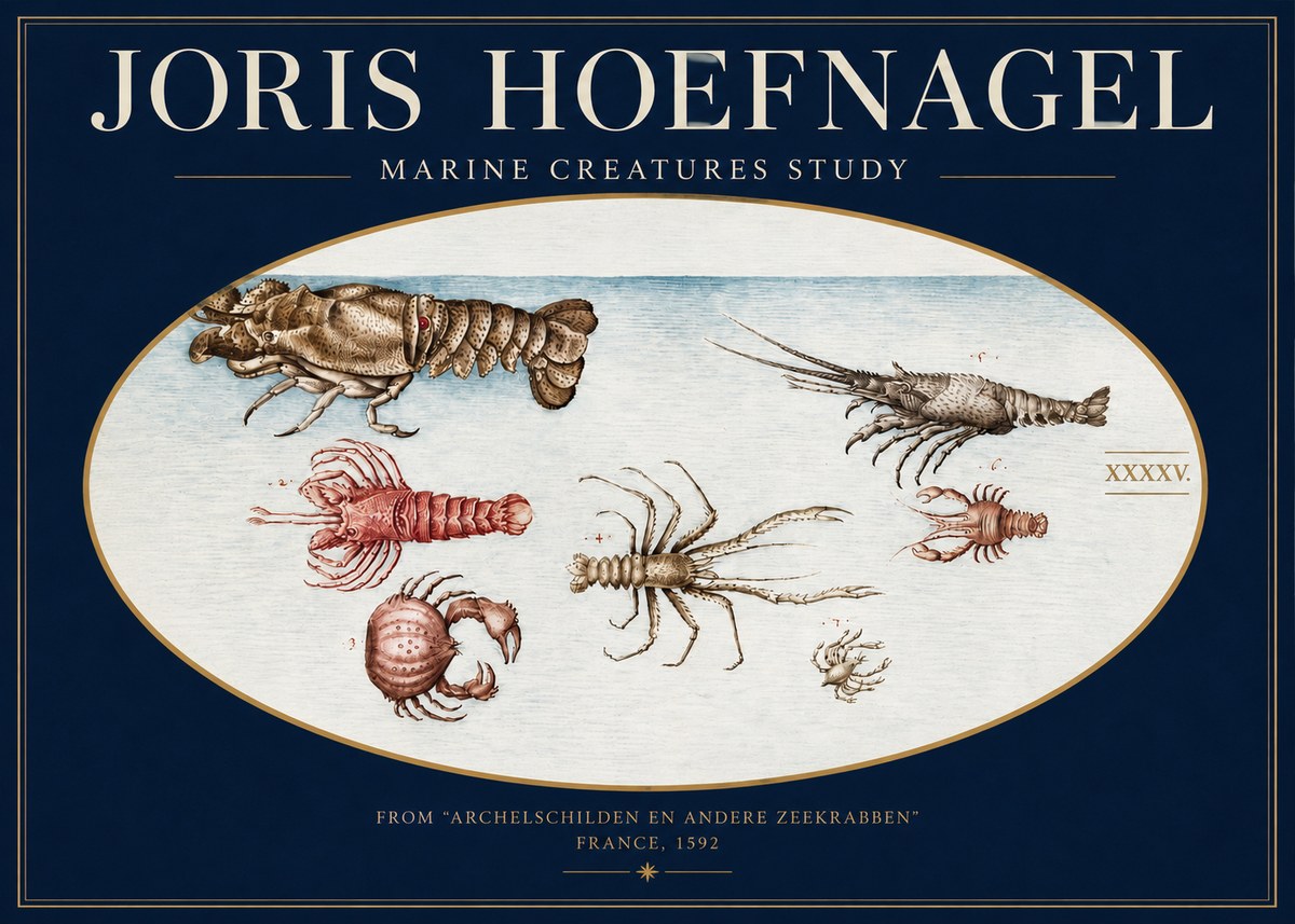 Joris Hoefnagel Studies of Crustaceans No4 - Póster
