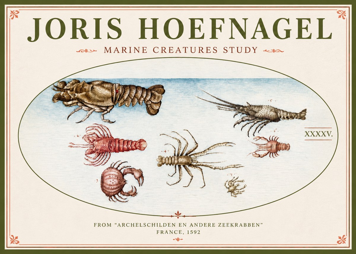Joris Hoefnagel Studies of Crustaceans No5 - Póster