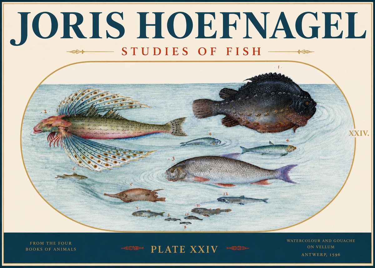 Joris Hoefnagel Studies of Fish II No3 - Póster