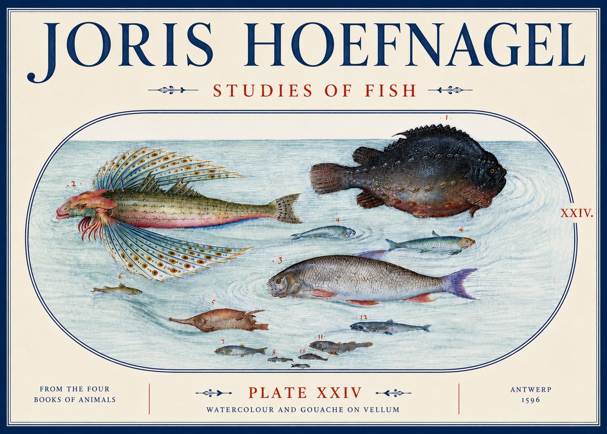 Joris Hoefnagel Studies of Fish II No6 - Póster