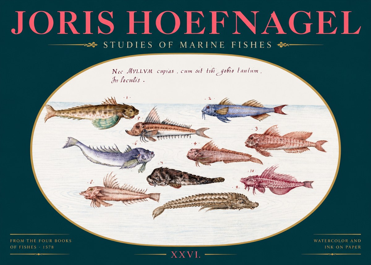 Joris Hoefnagel Studies of Marine Fishes No2 - Póster