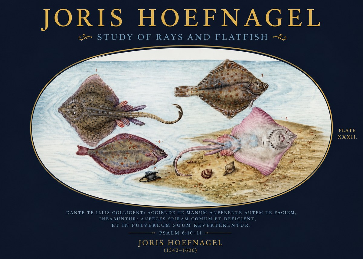 Joris Hoefnagel Study of Rays and Flatfish No2 - Póster