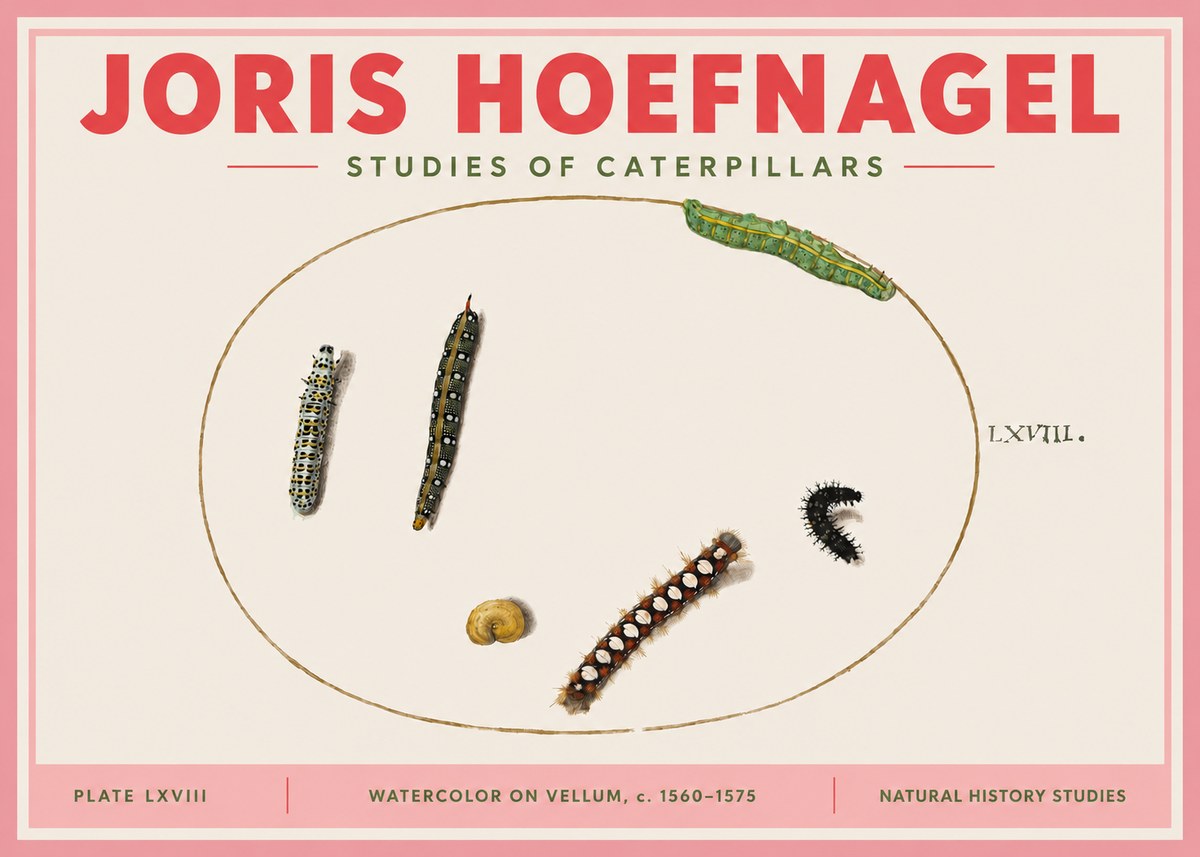 Joris Hoefnagel Studies of Caterpillars No3 - Póster