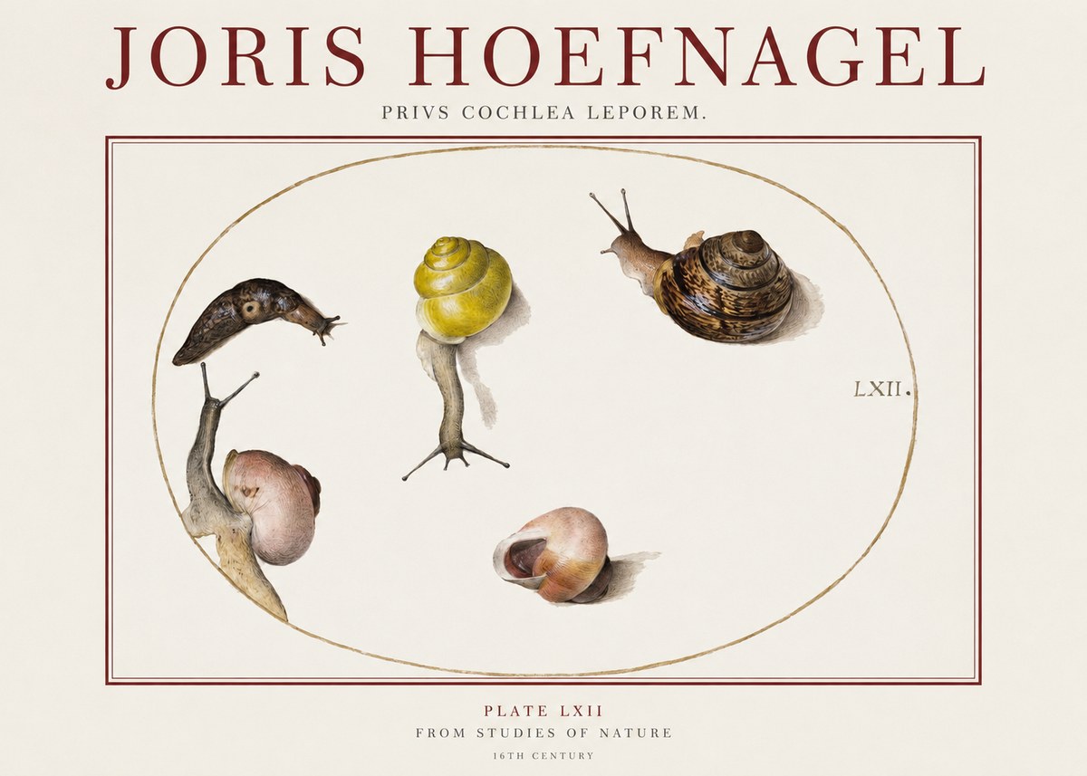 Joris Hoefnagel Privs Cochlea Leporem. No1 - Póster