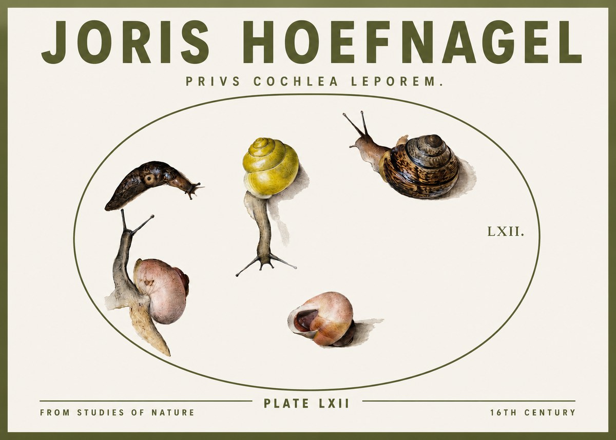 Joris Hoefnagel Privs Cochlea Leporem. No3 - Póster