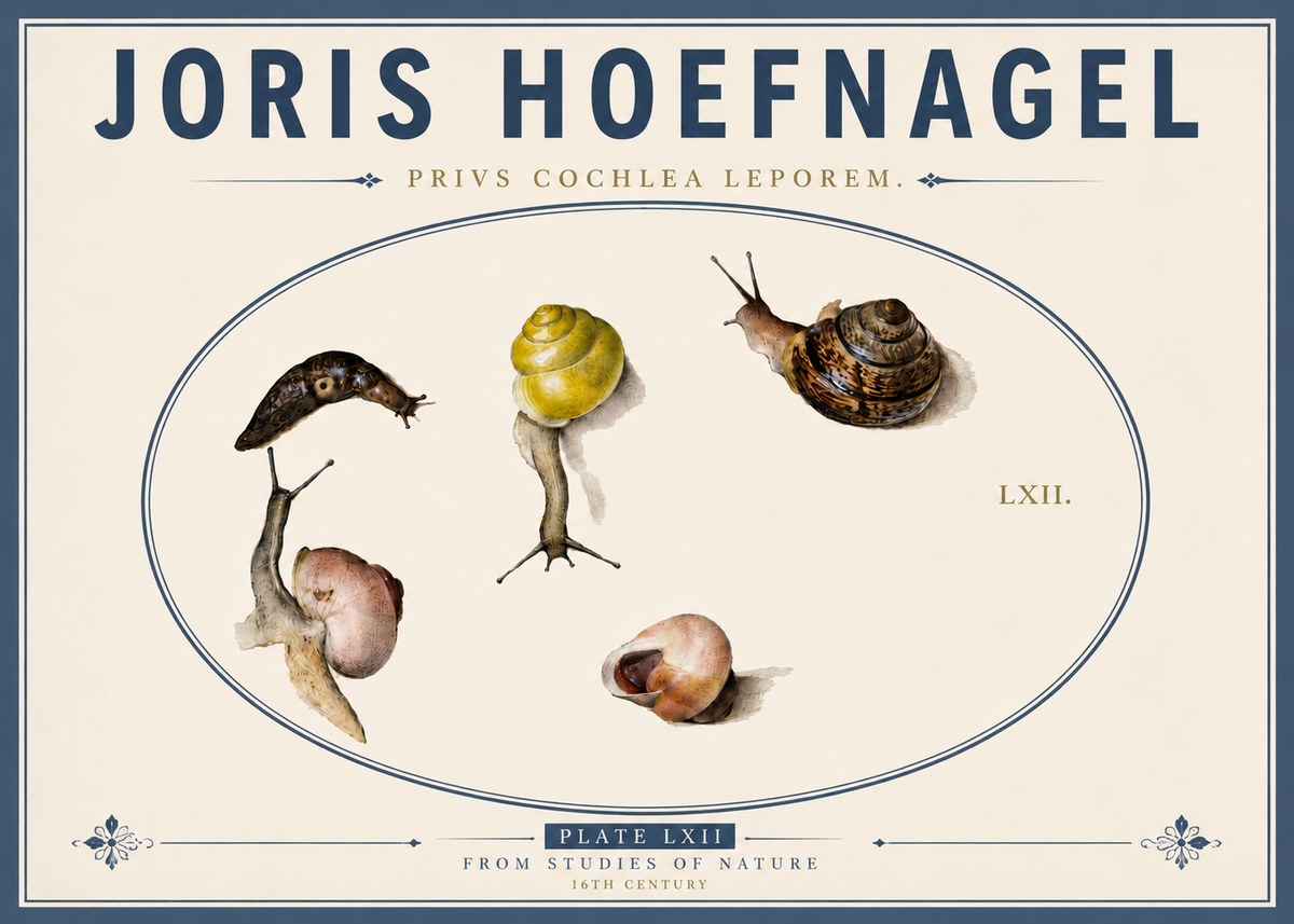 Joris Hoefnagel Privs Cochlea Leporem. No5 - Póster