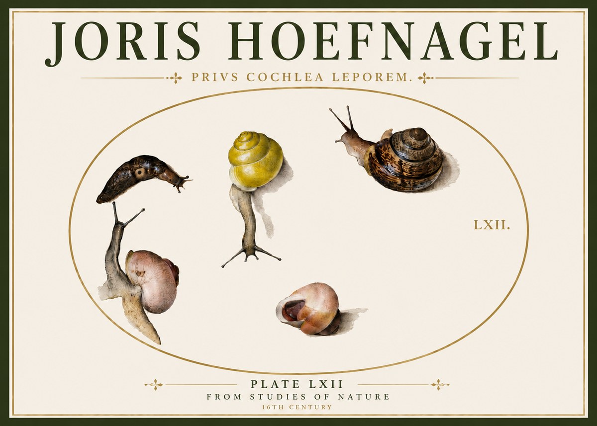 Joris Hoefnagel Privs Cochlea Leporem. No6 - Póster