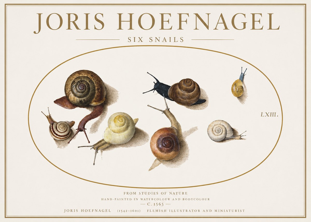 Joris Hoefnagel Six Snails No1 - Póster