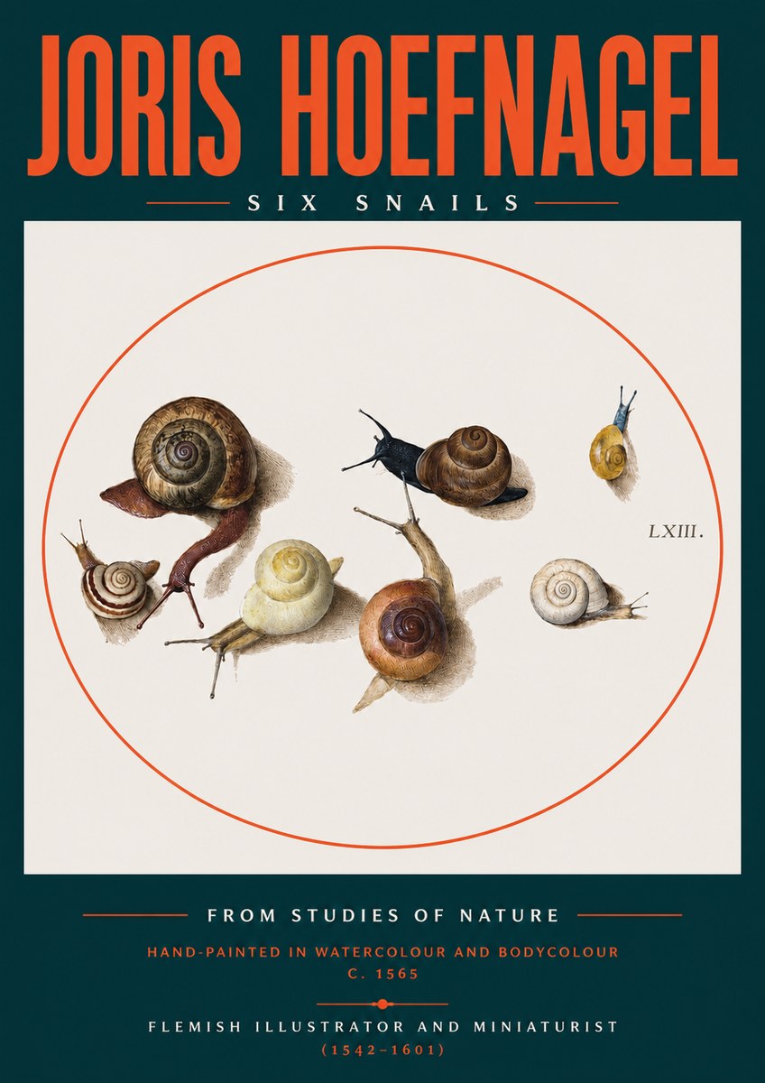 Joris Hoefnagel Six Snails No2 - Póster