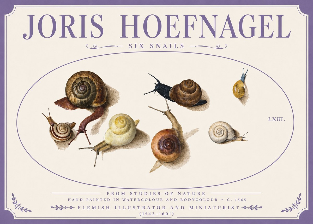 Joris Hoefnagel Six Snails No3 - Póster