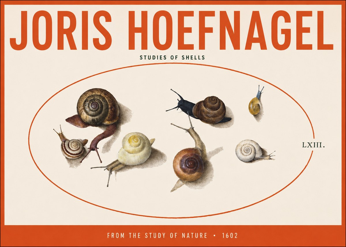 Joris Hoefnagel Six Snails No5 - Póster