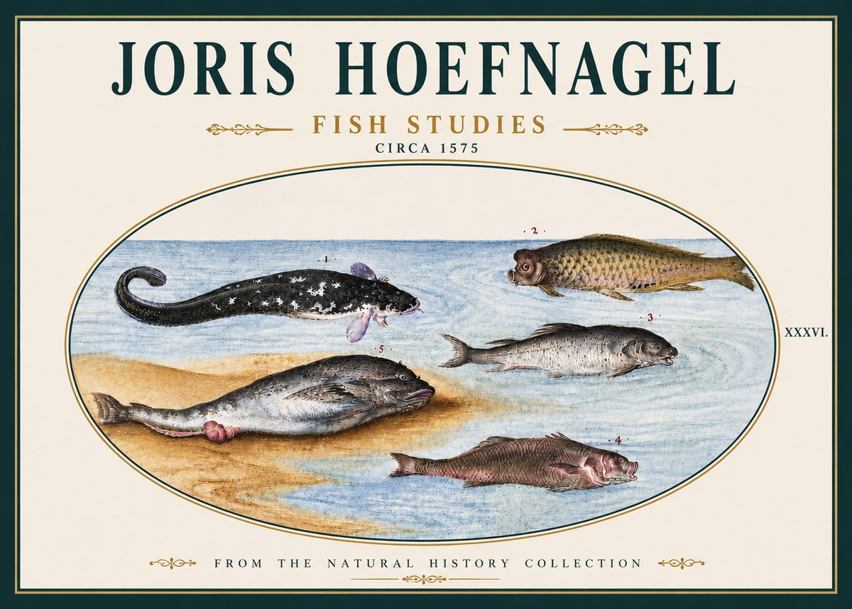 Joris Hoefnagel Fish Studies No5 - Póster