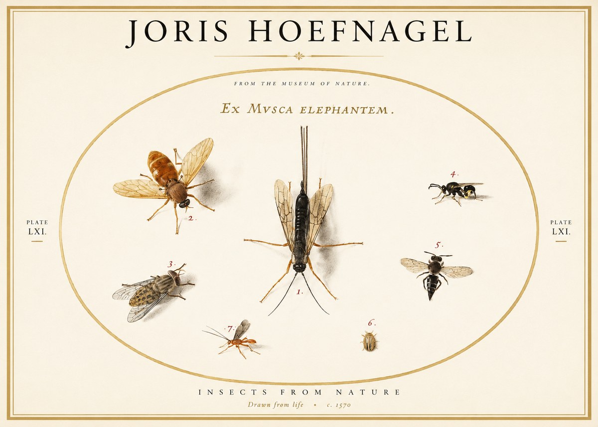 Joris Hoefnagel Ex Mvsca Elephantem. No1 - Póster